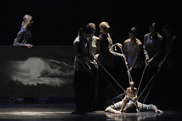 The Nederlands Dans Theater's performance Wednesday at the Dorothy Chandler Pavilion included Crystal Pite's ensemble piece "The Second Person," with 23 dancers.