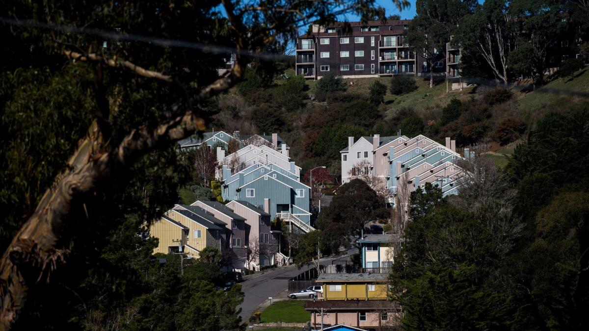 Houses line Buckelew Street last month in Sausalito, Calif.