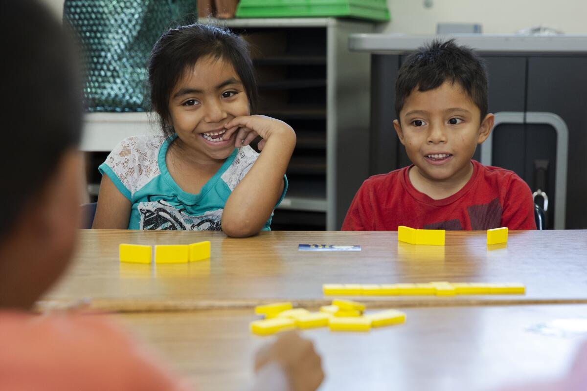 Esperanza Elementary kids dominoes