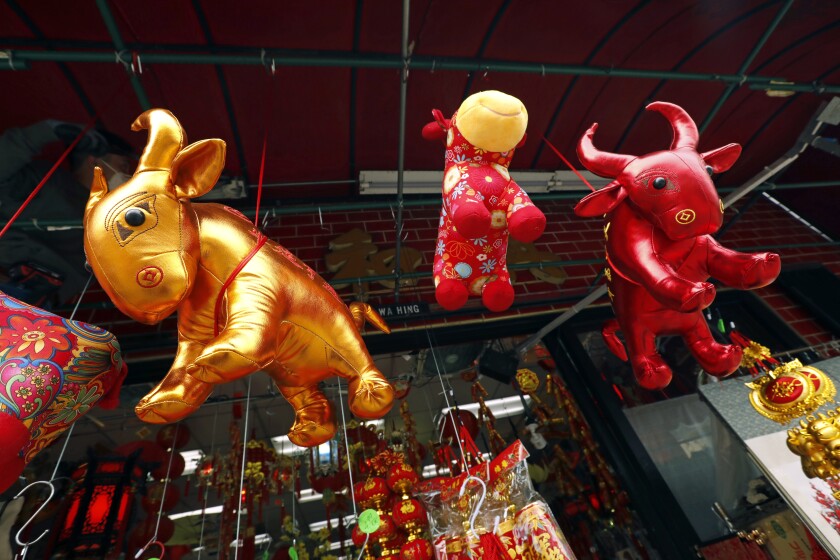 Year of the Ox decorations in Chinatown
