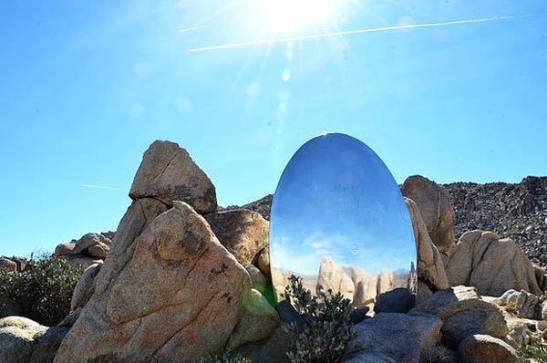 This gleaming oval, near the edge of the town of Joshua Tree, is part of the High Desert Test Sites artworks.