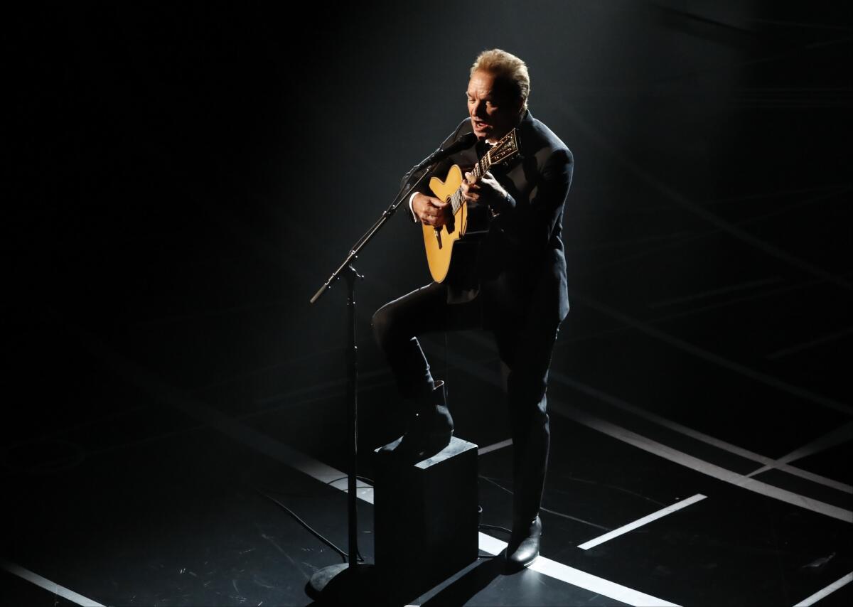 Sting performing at the Oscars on Sunday.