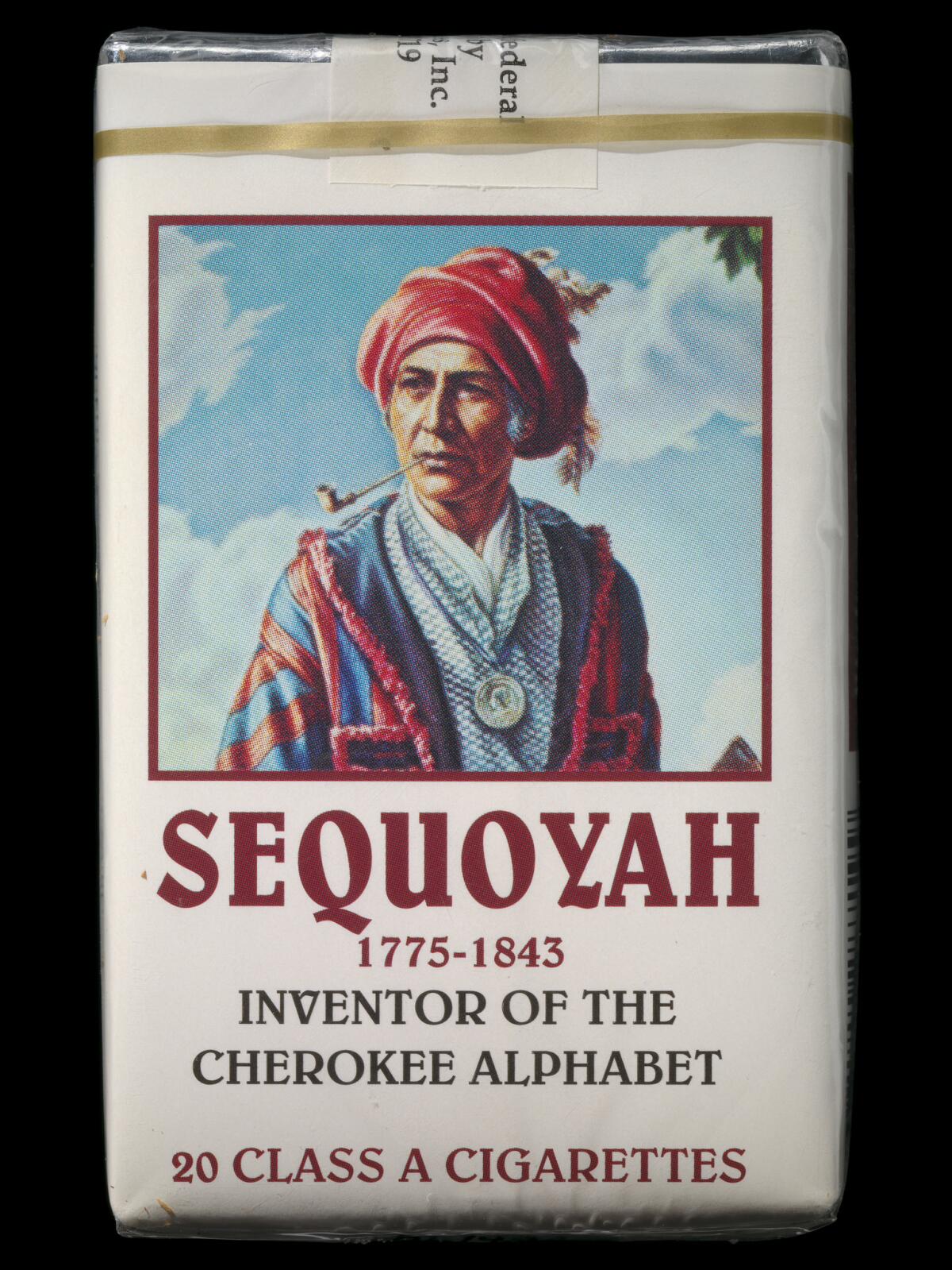 A package of Sequoyah cigarettes from the 1960s — named for the Cherokee leader.