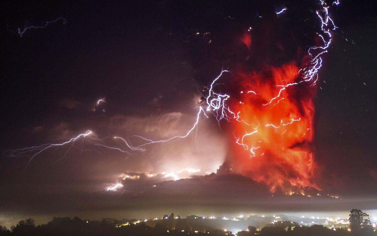 The Calbuco volcano erupts Wednesday near Puerto Varas, Chile.