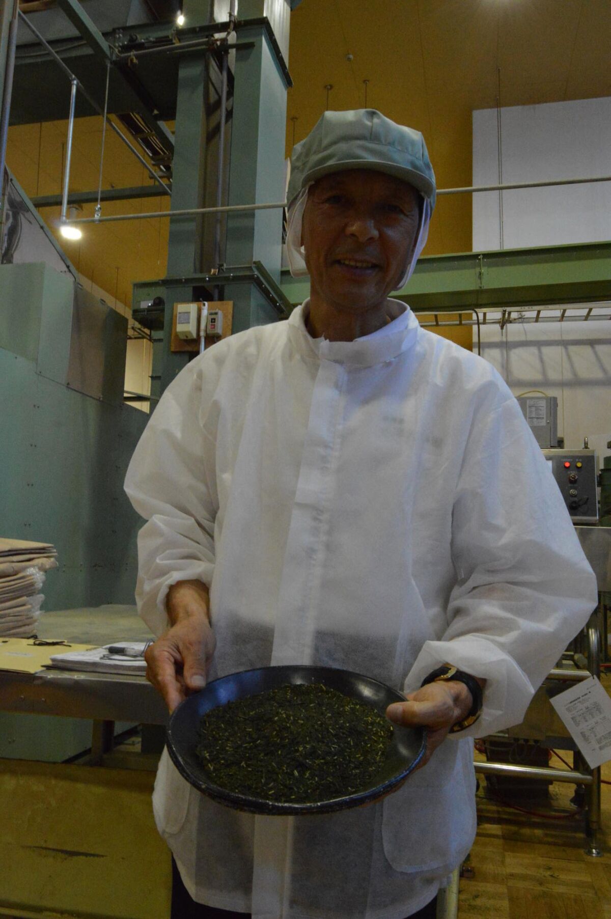 Tsuyomi Masuda, president of the Yamama Masudaen tea company, at his factory in Shizuoka prefecture. (Julie Makinen / Los Angeles Times )