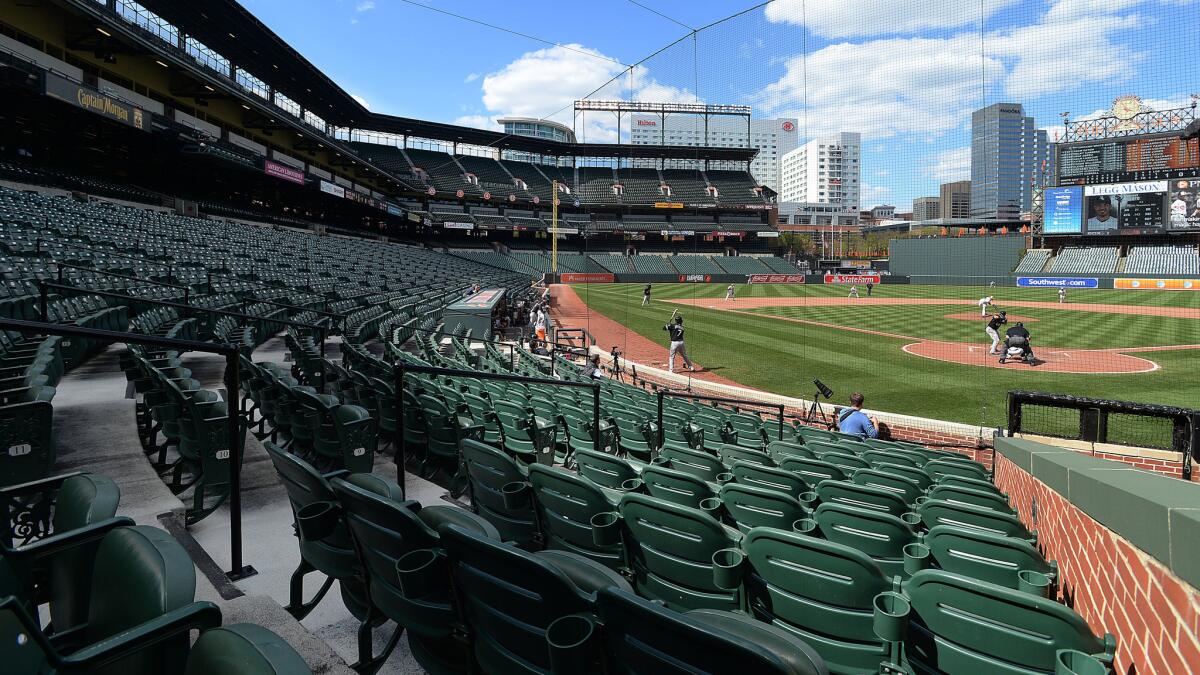 Orioles-White Sox game: Baltimore's urban stadium becomes no-fans' land -  Los Angeles Times