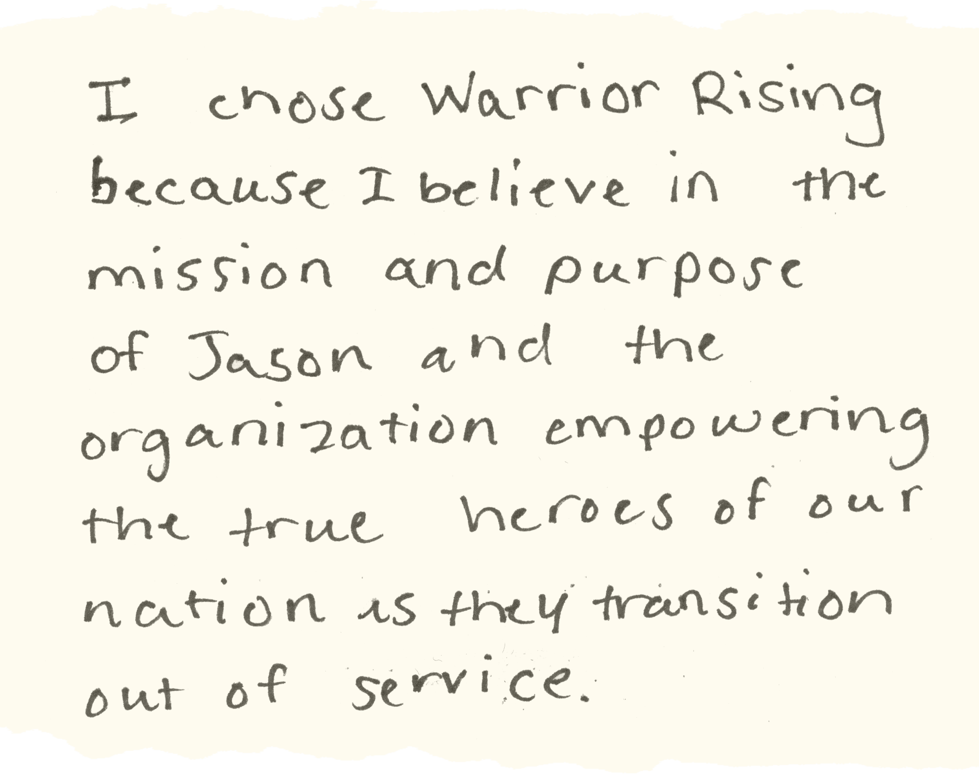 Ich habe mich für Warrior Rising entschieden, weil ich an die Mission und den Zweck glaube … die wahren Helden unserer Nation zu stärken