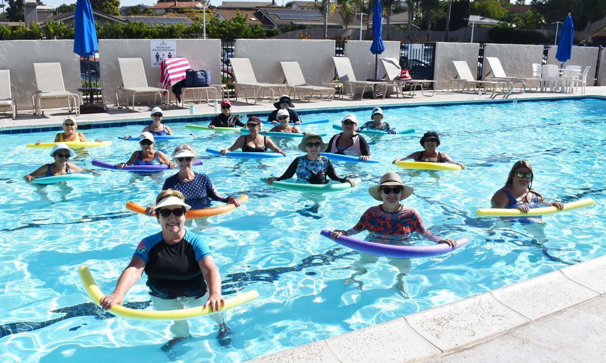 Cindy Hughes, front, leading the AquaBodies class at the RB Swim & Tennis Club.