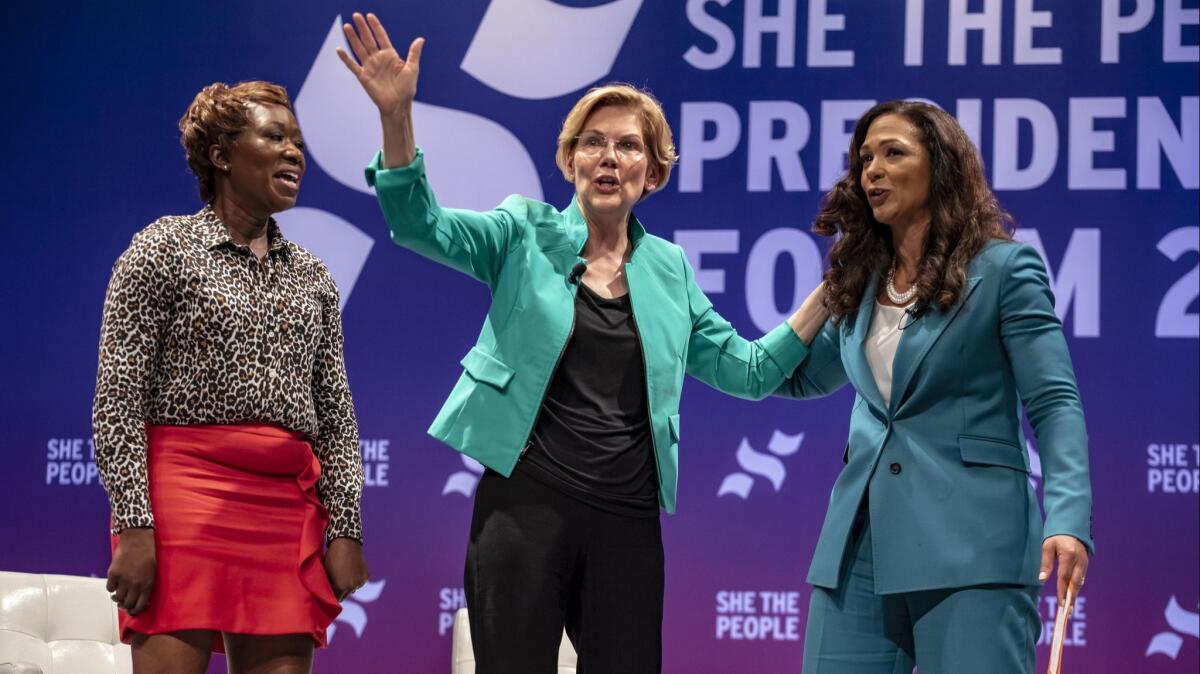 Sen. Elizabeth Warren's appearance at the She the People forum in Houston in April won praise from influential black political activists.