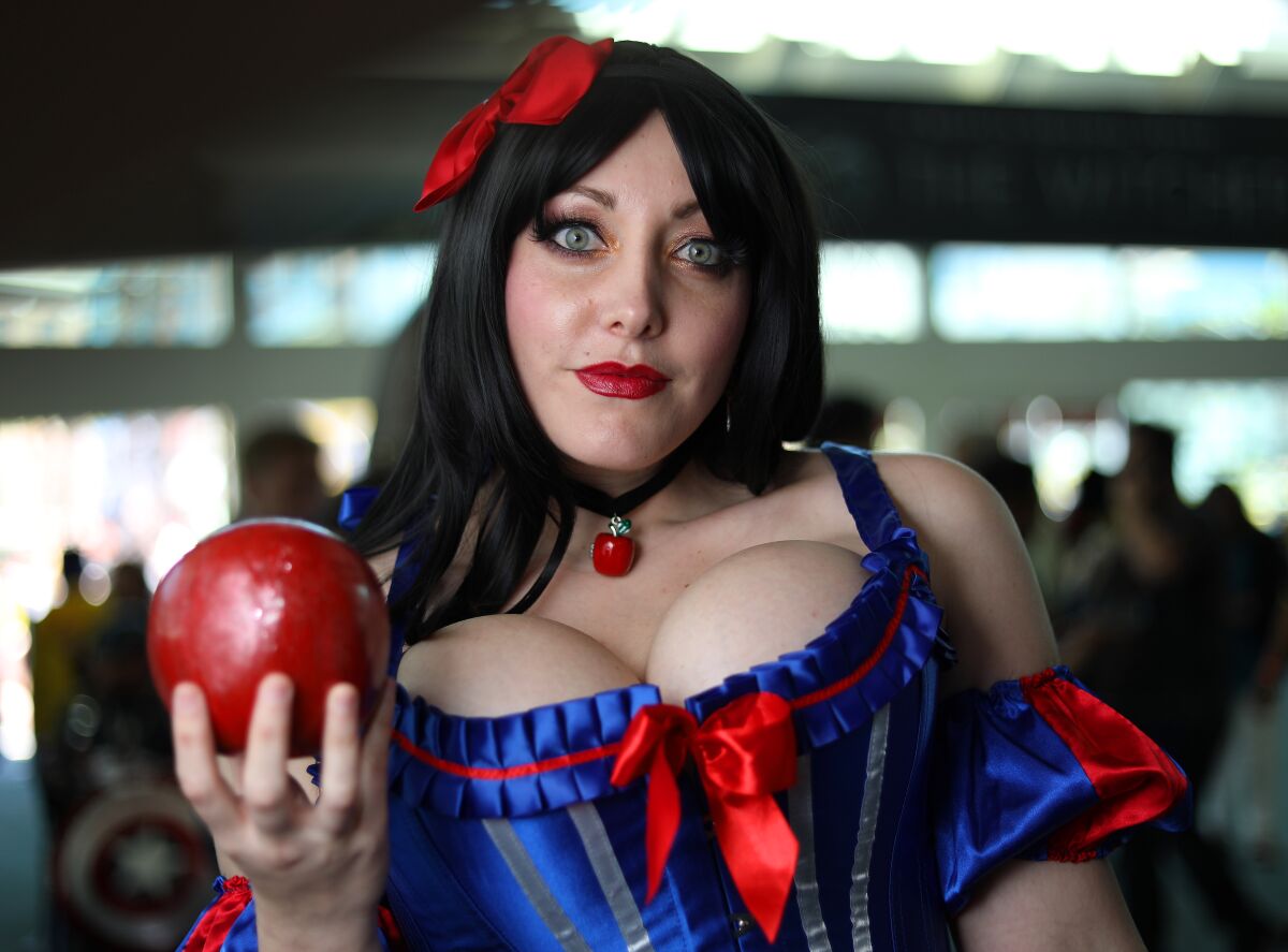 Alina Masquerade of Phoenix dressed as a burlesque Snow White at Comic-Con International in San Diego on Thursday.