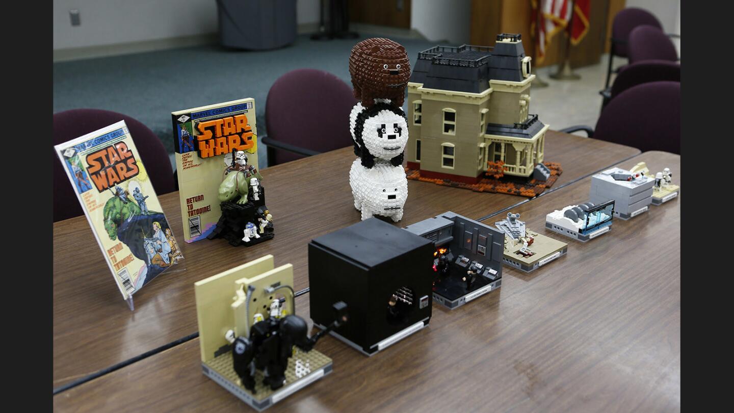 Photo Galery: Teens work on lego ideas at Burbank Central Library's Legotopia