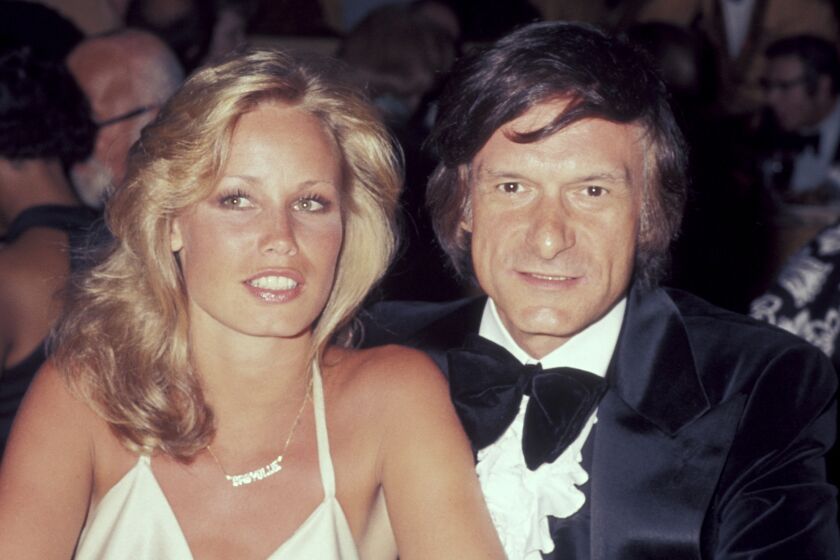 Sondra Theodore and Hugh Hefner (Photo by Ron Galella/Ron Galella Collection via Getty Images)