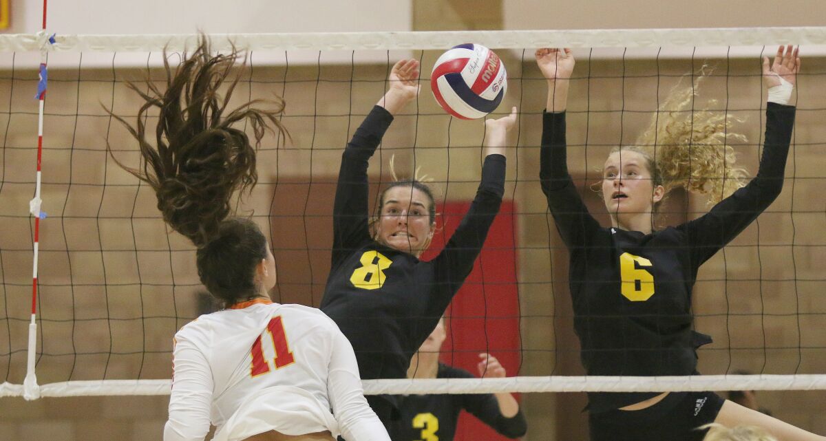 Delaynie Maple (#8) and Sophia Callahan are part of a well-balanced Torrey Pines lineup