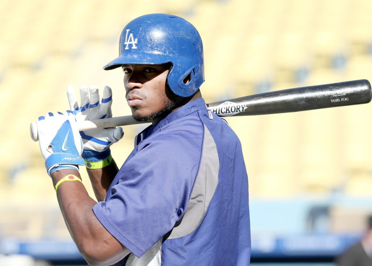After one year in the league, Yasiel Puig is making adjustments as needed and improving his play at the plate and in the field.
