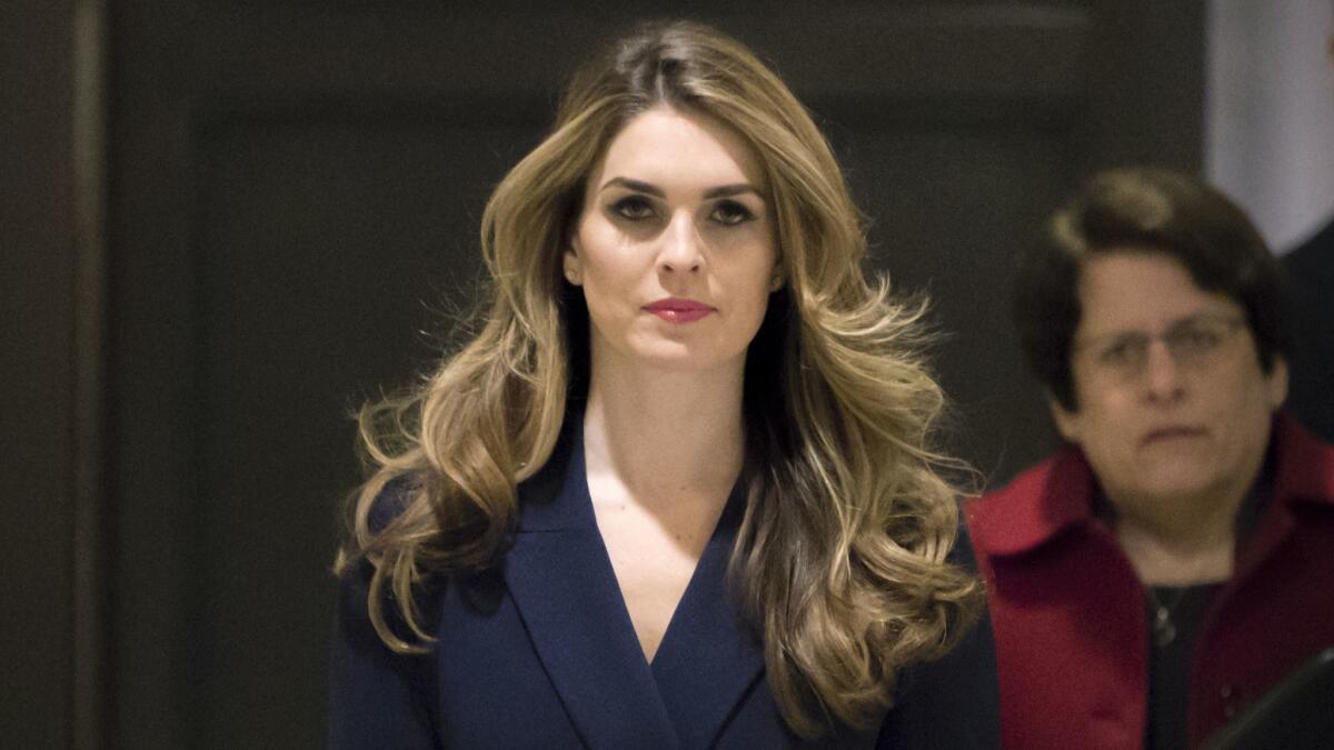 Then-White House Communications Director Hope Hicks arrives at the Capitol in Washington in 2018.