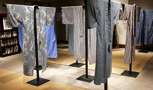Marlon Brando's kimonos are displayed at Christie's Auction House ahead of an auction.