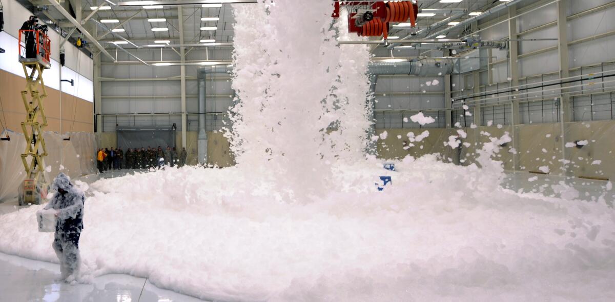 Firefighting foam is tested at Moody Air Force Base in Georgia.
