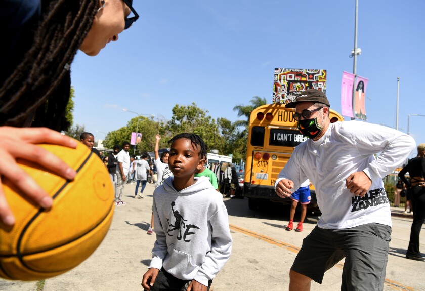 A basketball game during the Juneteenth celebration.