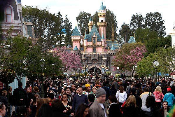 Visitors crowd Disneyland on Leap Day, when the park stayed open for 24 consecutive hours for the first time.