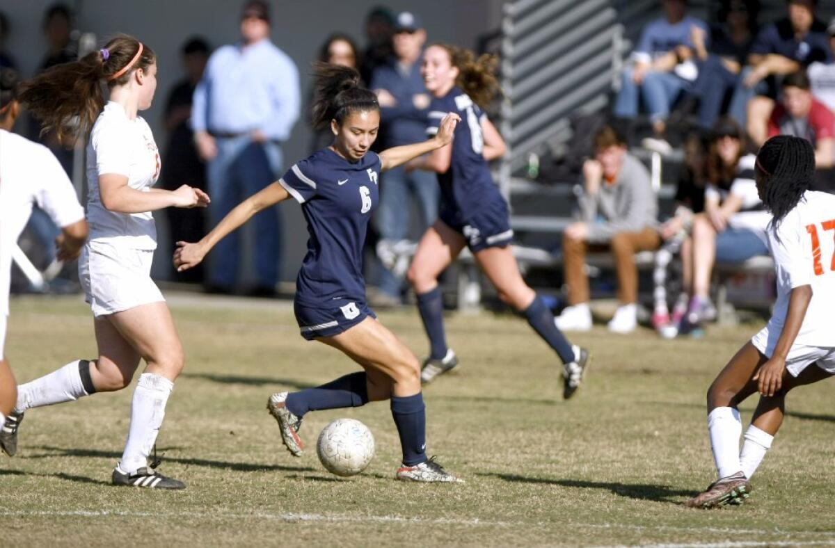Julia Gonzalez and the Flintridge Prep girls' soccer team came up short against rival Pasadena Poly, 2-0, on Saturday afternoon.