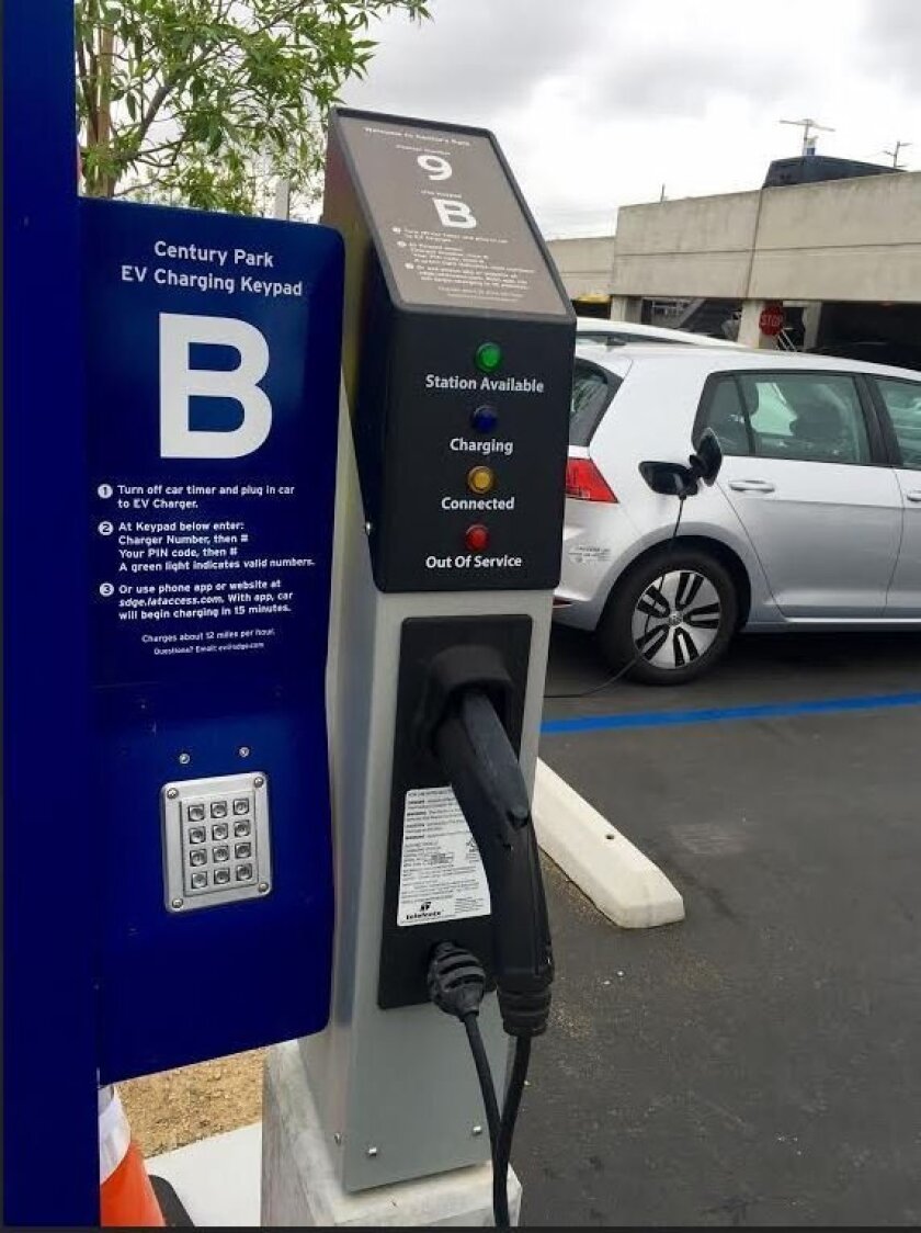 San Diego Gas & Electric is launching a $52.5 million project to boost electric vehicles that promises to install 3,500 charging stations at 350 locations in the area the utility serves. (Photo by Rob Nikolewski)