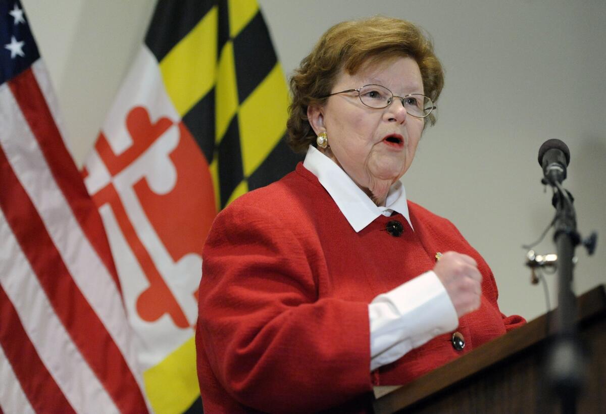 Sen. Barbara Mikulski became the crucial 34th vote for President Obama's Iran nuclear deal last week, declaring the agreement to be the best way to curb the nation's nuclear ambitions. Above, Mikulski speaks at a news conference in March.