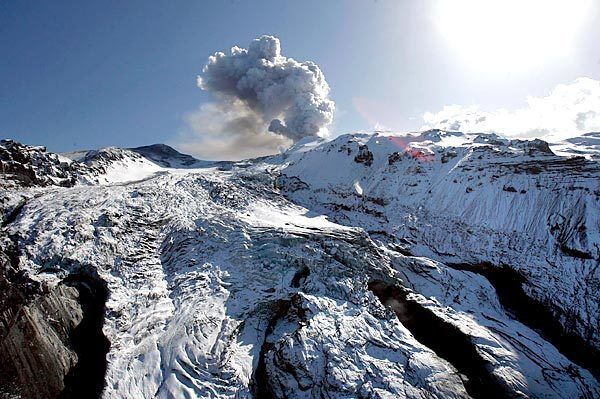 Activity is still seen at the volcano beneath Iceland's Eyjafjallajokull glacier. Geologists continued to keep a close watch on Eyjafjallajokull after noticing a change in the eruption pattern. Instead of thick black smoke, the plume was almost white and more like steam than black ash.