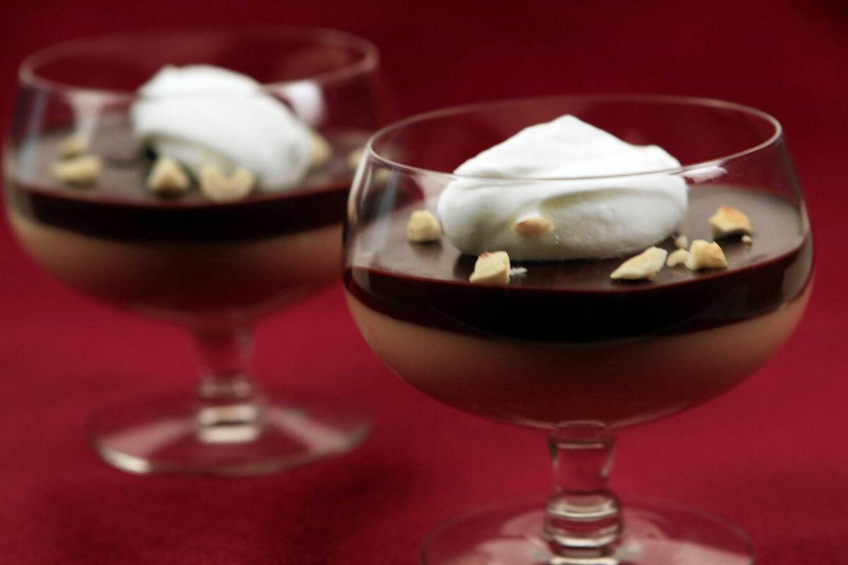 The budino al caramello from Brunos Trattoria in Brea is topped with whipped sour cream.
