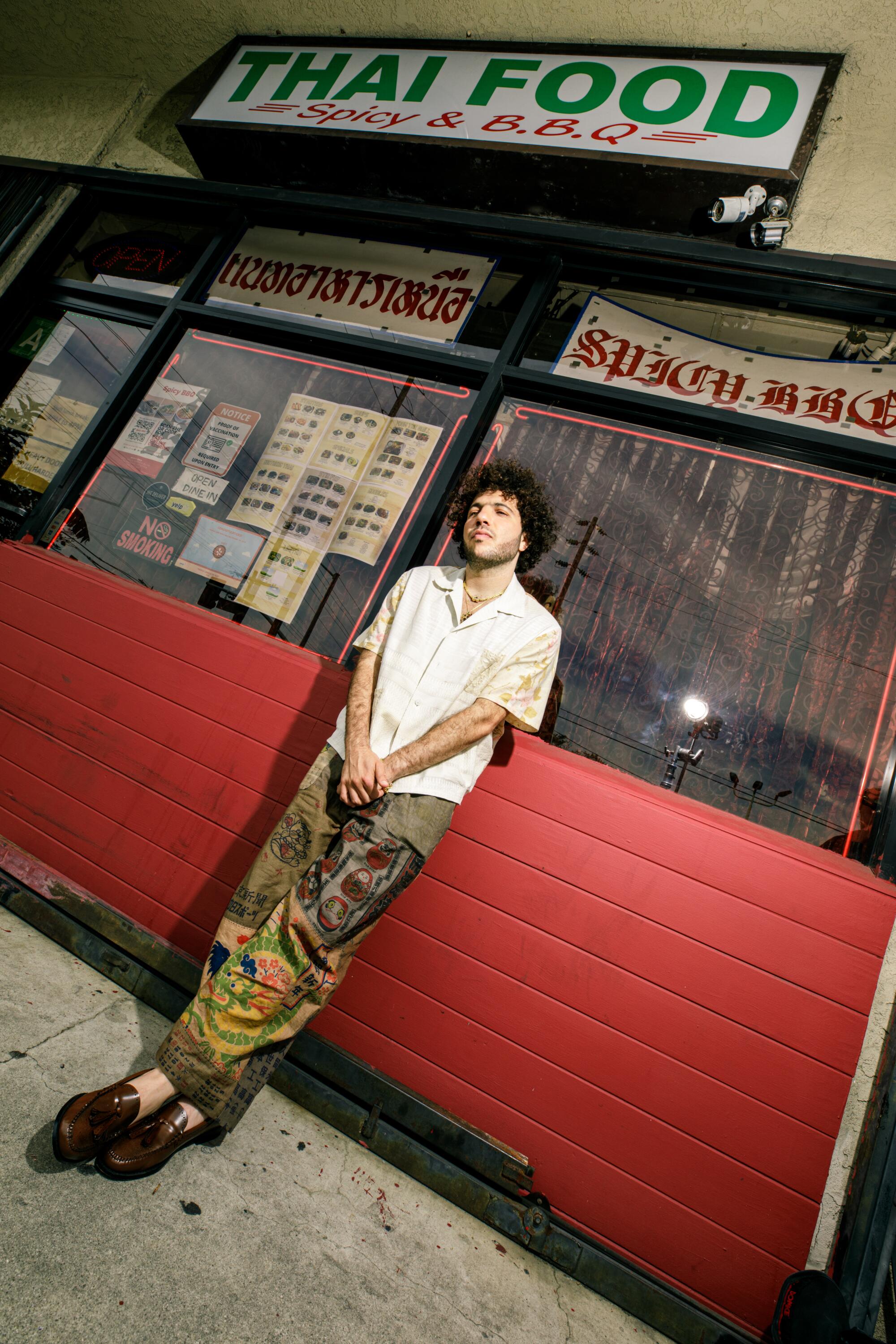 Benny Blanco poses for a portrait outside Spicy BBQ.