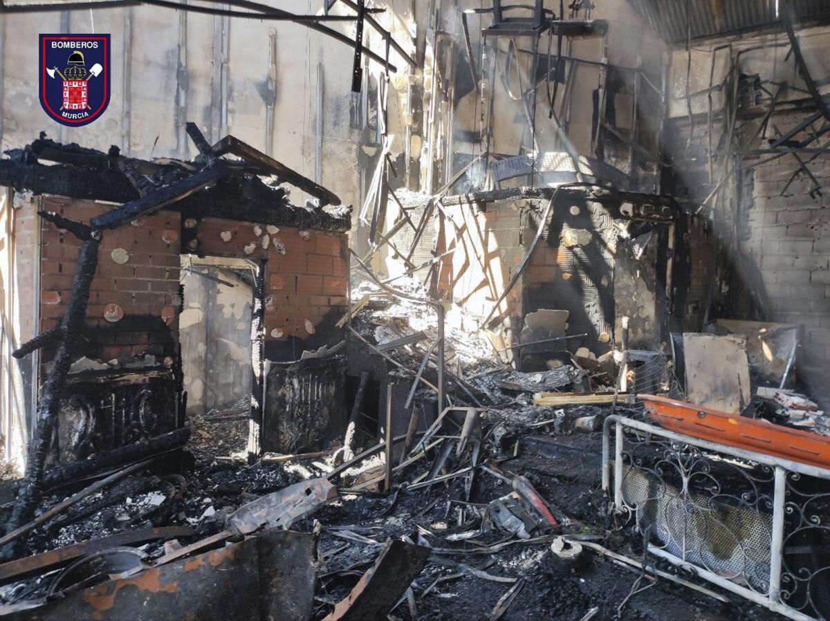 Burned-out interior of Spanish nightclub