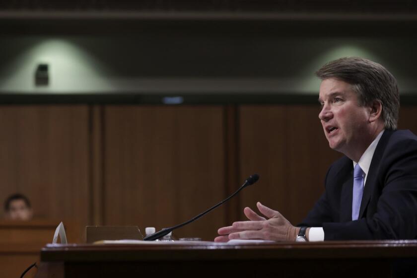WASHINGTON, DC - SEPTEMBER 6: Supreme Court nominee Judge Brett Kavanaugh testifies before the Senate Judiciary Committee on the third day of his confirmation hearing on Capitol Hill September 6, 2018 in Washington, DC. Kavanaugh was nominated by President Donald Trump to fill the vacancy on the court left by retiring Associate Justice Anthony Kennedy. (Photo by Drew Angerer/Getty Images) ** OUTS - ELSENT, FPG, CM - OUTS * NM, PH, VA if sourced by CT, LA or MoD **