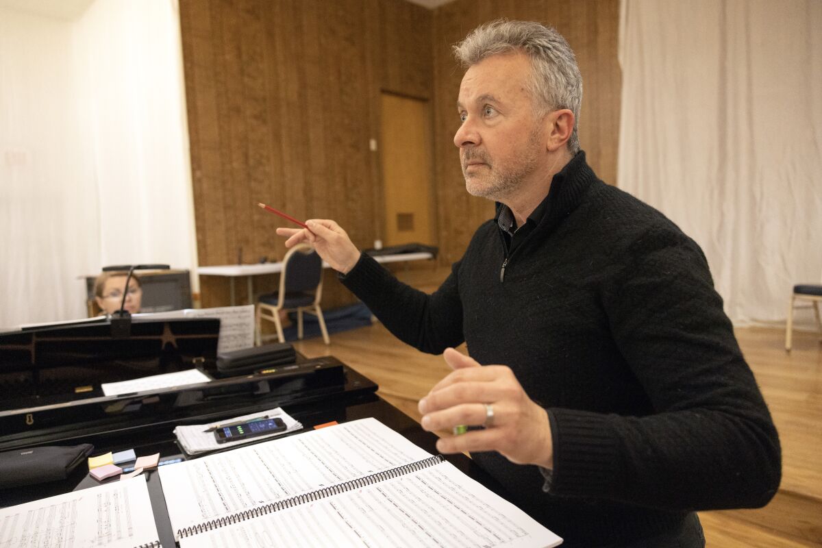 Conductor Bruce Stasyna at a rehearsal for San Diego Opera's world premiere of "Ghosts."