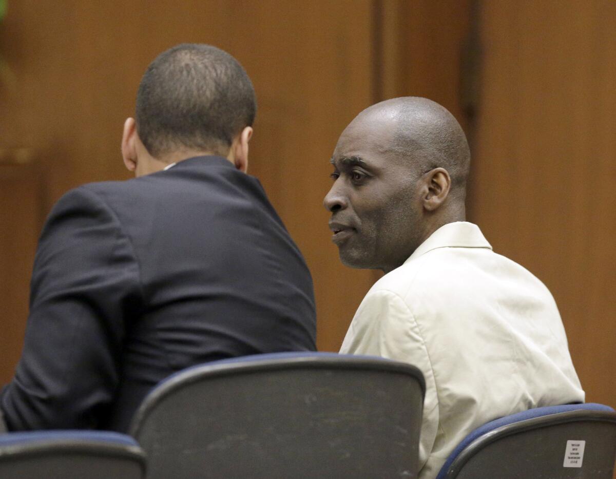 Actor Michael Jace listens during closing arguments of his trial at Los Angeles County Superior Court in Los Angeles Friday, May 27, 2016.