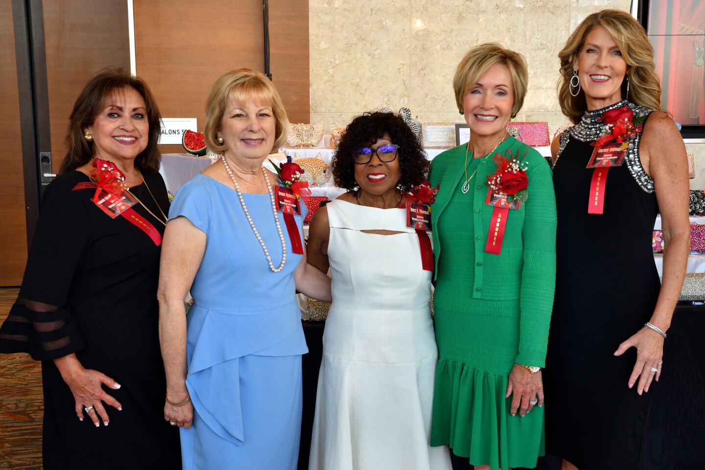 Women of Dedication honorees Connie Ojeda Hernandez, Irene Mylonas, Inez Thomas, Carol Sciotto and Christy Billings