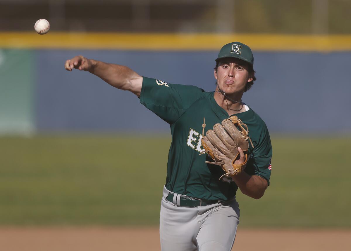 Edison starting pitcher Zack Marker throws in the seventh inning against Newport Harbor on Friday.