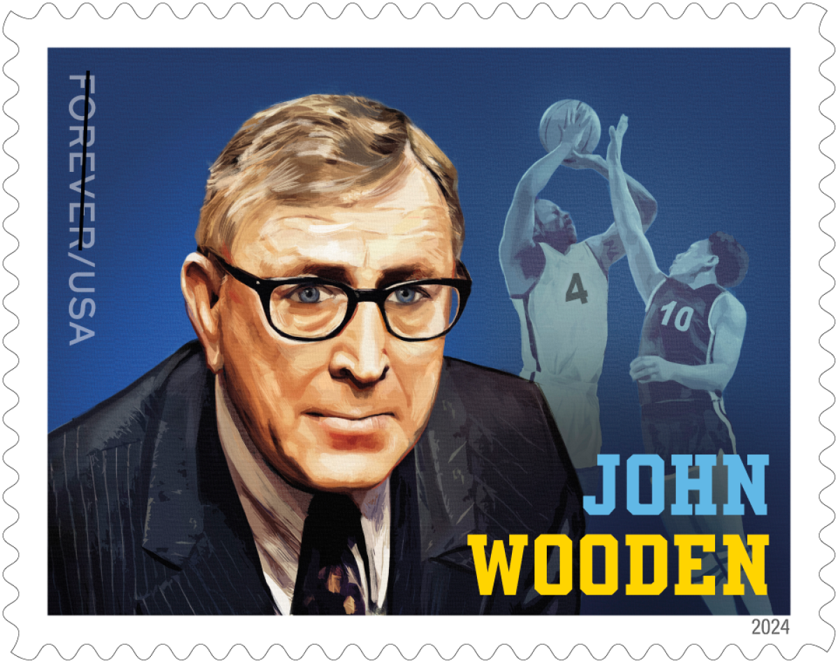 John Wooden on a U.S. Postal Service forever stamp