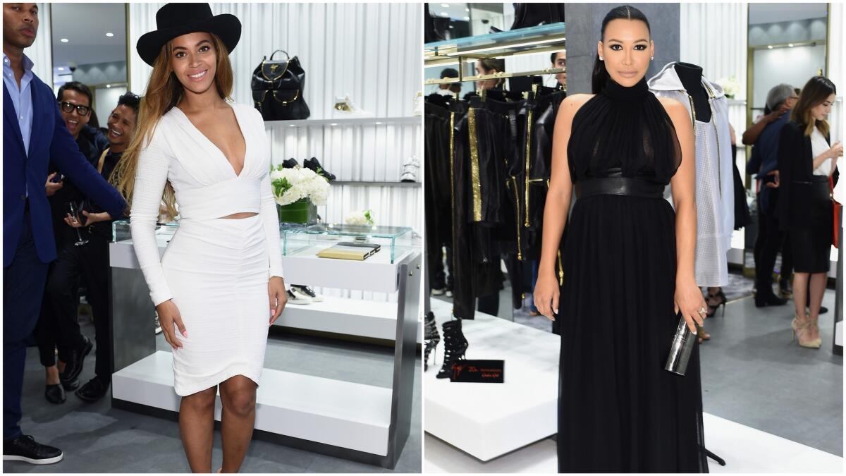 Singer Beyonce Knowles, left, and actress Naya Rivera attend a cocktail party Tuesday night celebrating the expansion of Giuseppe Zanotti's Beverly Hills boutique.