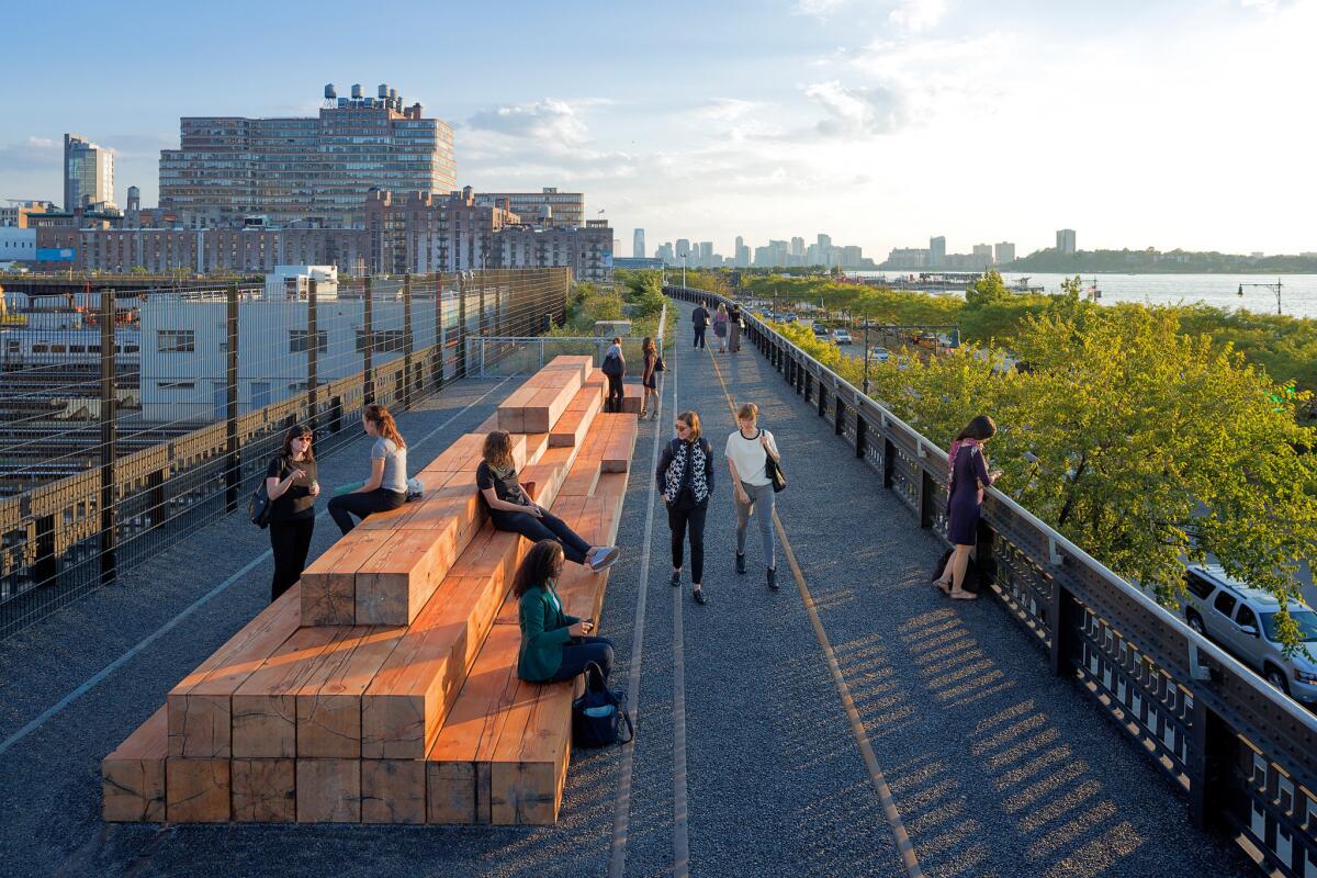 The High Line, a former elevated rail route that was repurposed as a linear park in 2009. In September it added a new northern section at West 34th Street near 11th Avenue, making it 1 1/2 miles long.