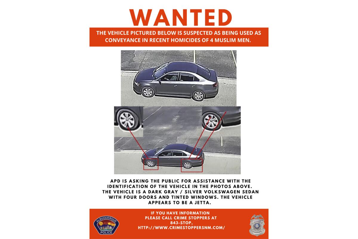 Un cartel de búsqueda difundido el domingo 7 de agosto de 2022 por el Departamento de Policía de Albuquerque