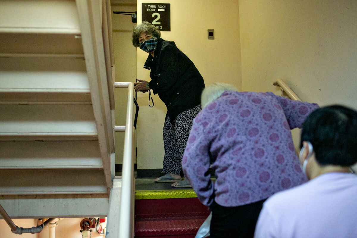 Elderly residents had to climb flights of stairs to get to their apartments at Cathay Manor 