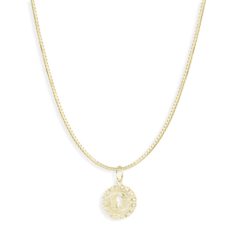 A yellow gold chain with a Pisces pendant