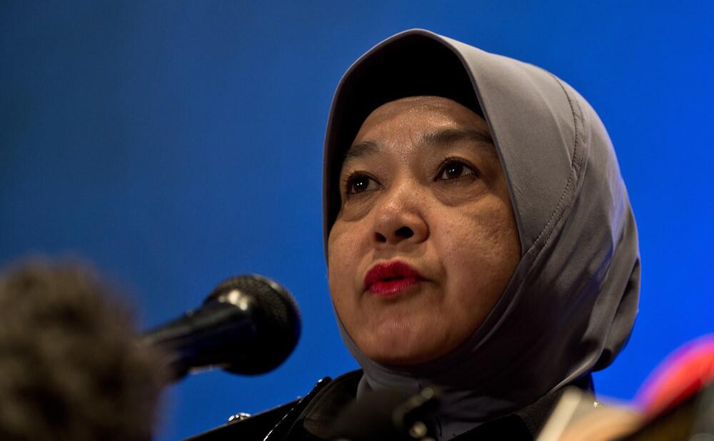 Director General of Malaysian Immigration Aloyah Mamat addresses the media during a press conference near Kuala Lumpur International Airport on March 11.