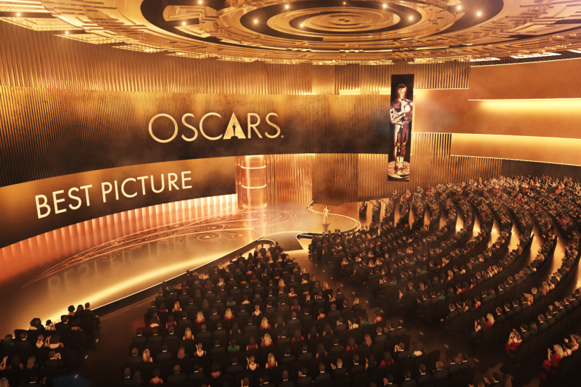 A conceptual rendering illustrating what the Oscars stage at L.A. LIVE could look like.