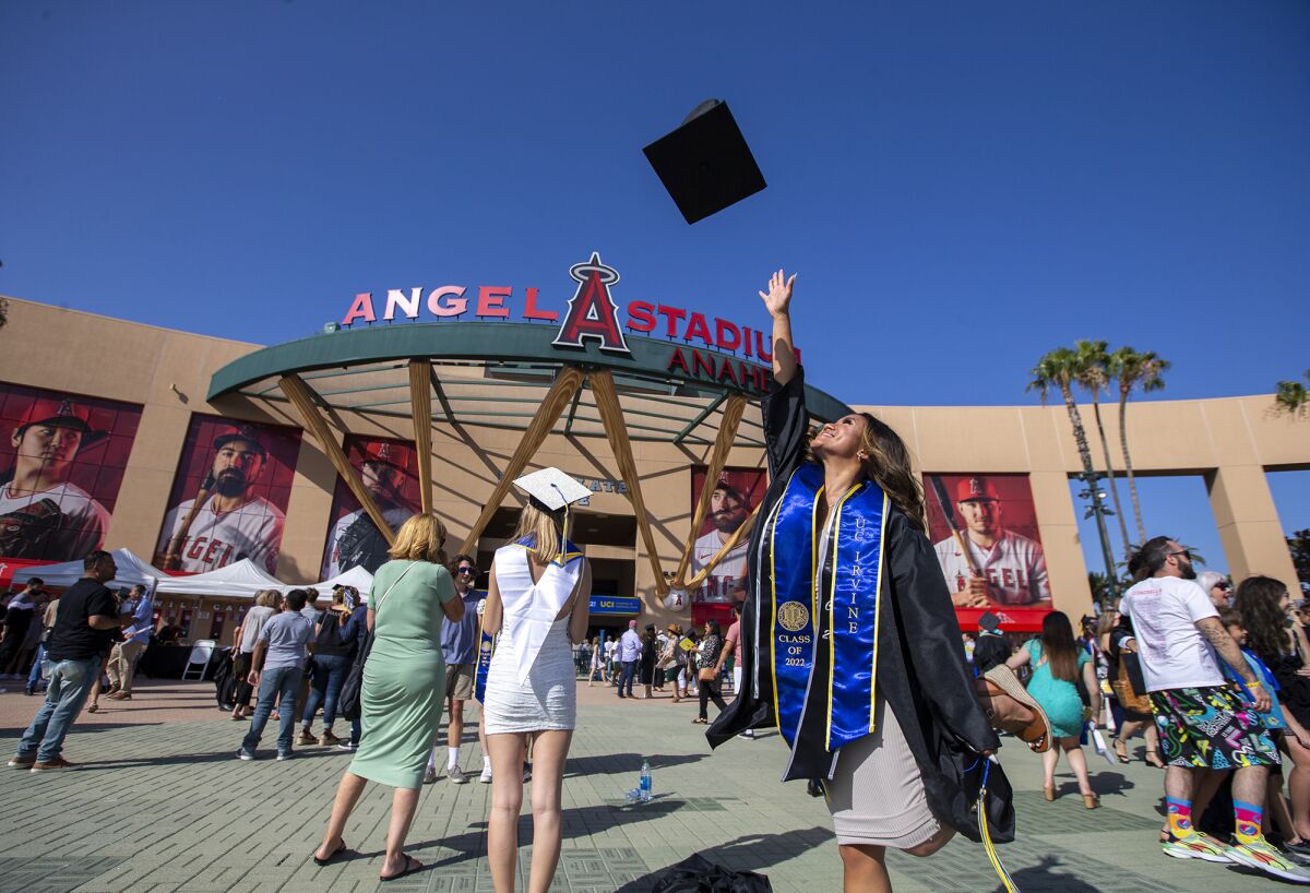 UC Irvine sends off its graduates at Angels Stadium Los Angeles Times