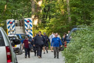 Search and rescue teams leave the command post at St. Mary's Wilderness en route to the Blue Ridge Parkway to search for the site where a Cessna Citation crashed over mountainous terrain near Montebello, Va., Sunday, June 4, 2023. (Randall K. Wolf via AP)