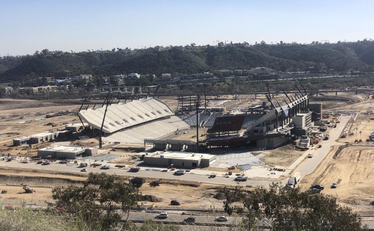 San Diego State University's Snapdragon Stadium under construction in San Diego.