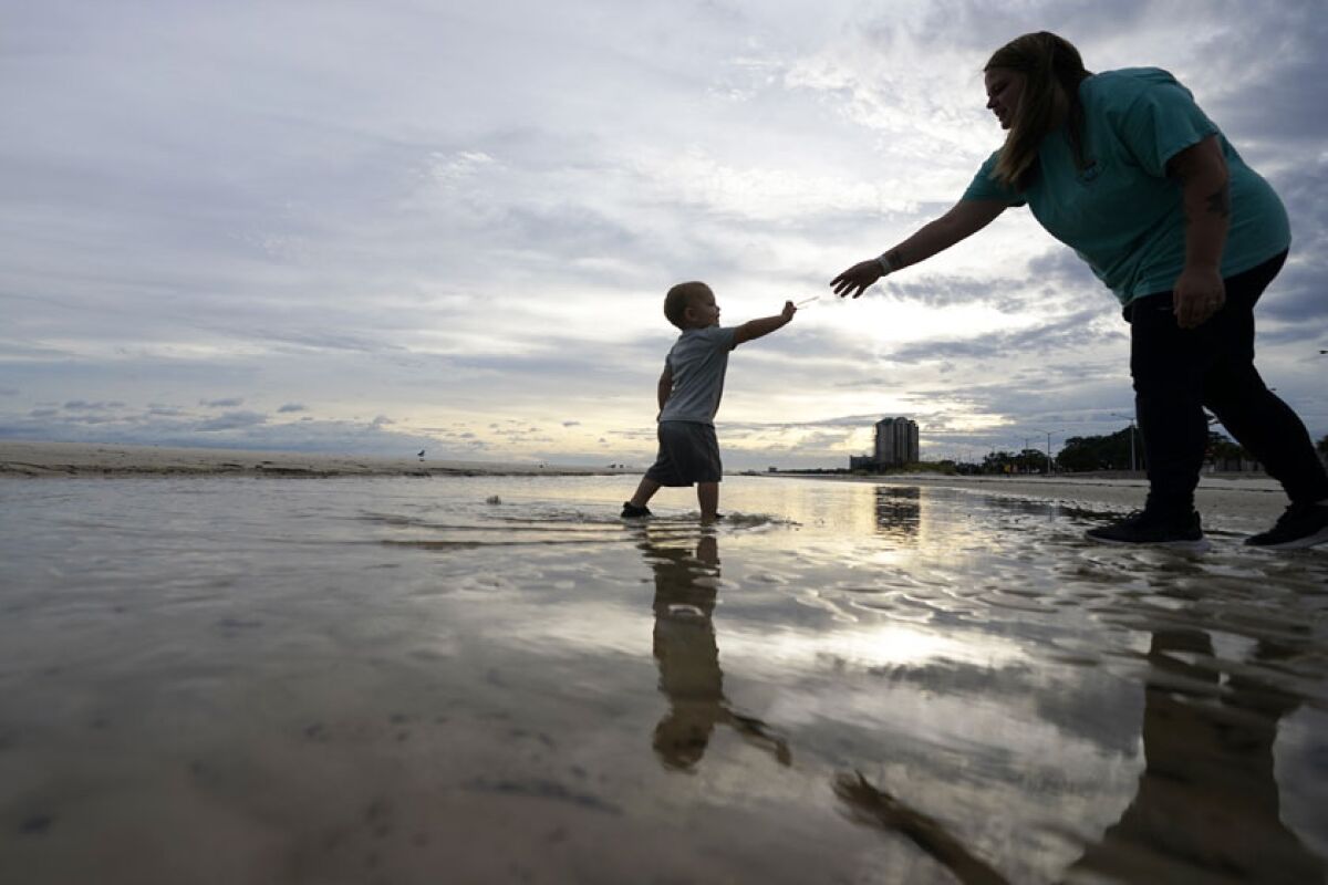 Nikita Pero and her 2-year-old son, Vinny, in Biloxi, Miss., on Monday.
