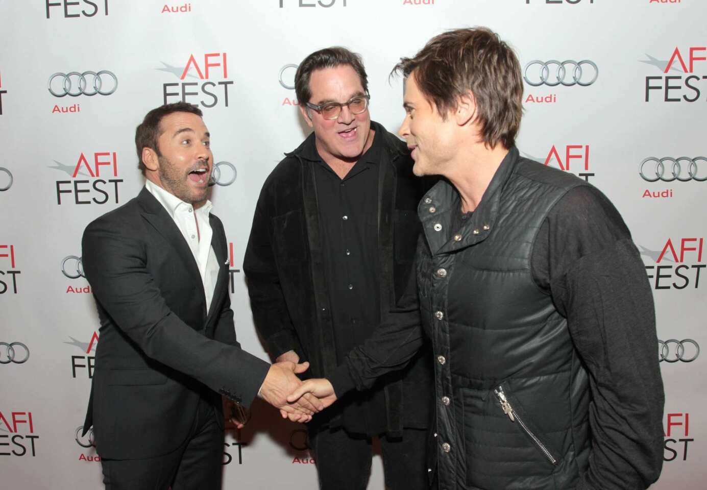 Actor Jeremy Piven, left, director Mark Pellington and actor Rob Lowe arrive at a special screening of their drama "I Melt With You."For more photos from the screening, click here.