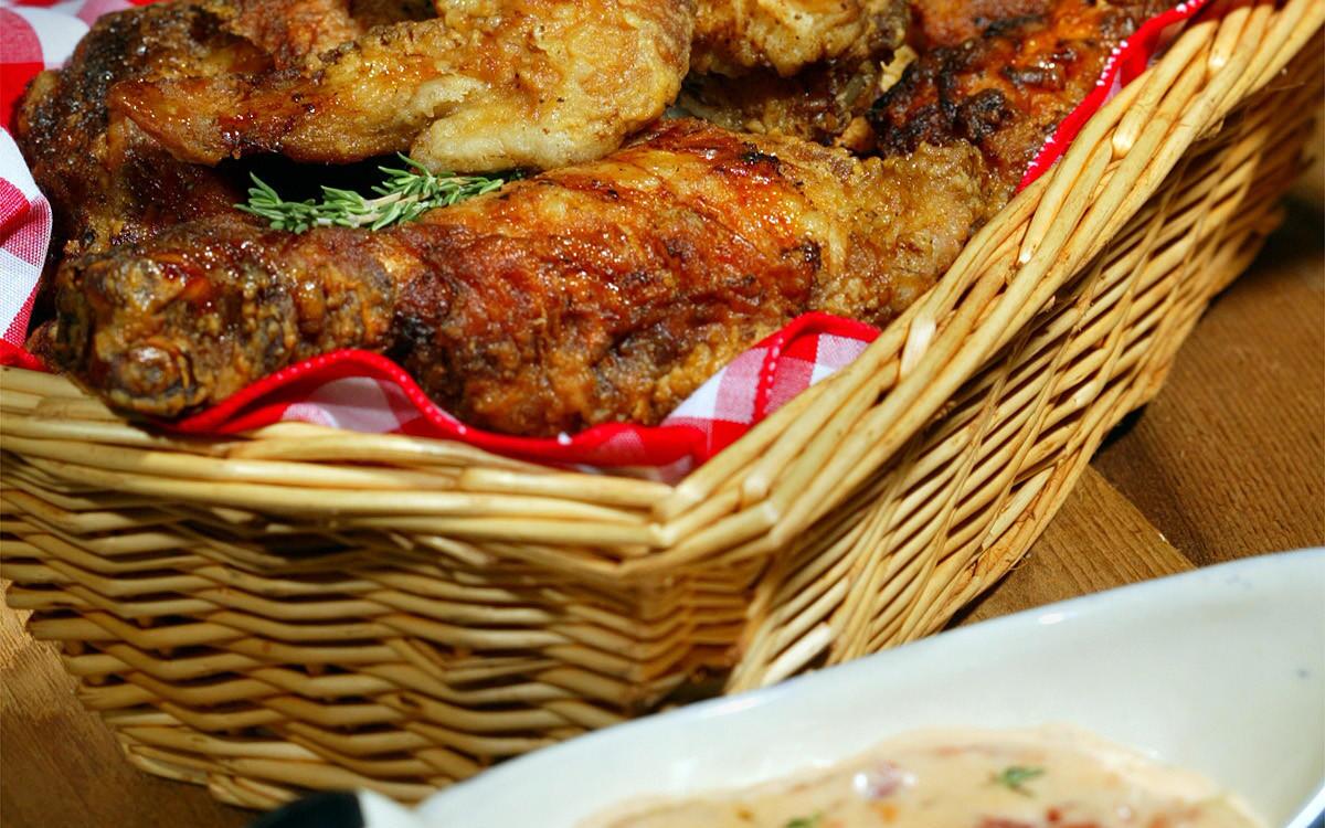 Scott Peacock's fried chicken with tomato gravy