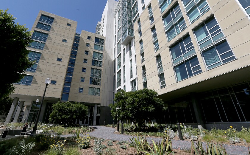 The exterior of a large housing complex